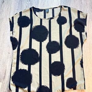 Silky Geometric Dot Print Blouse - Beige & Black